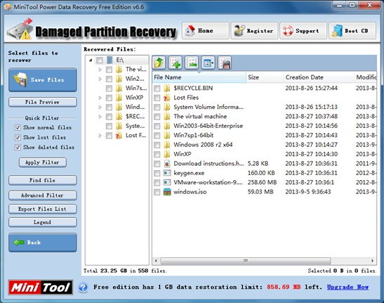 Damaged partition file recovery tool1